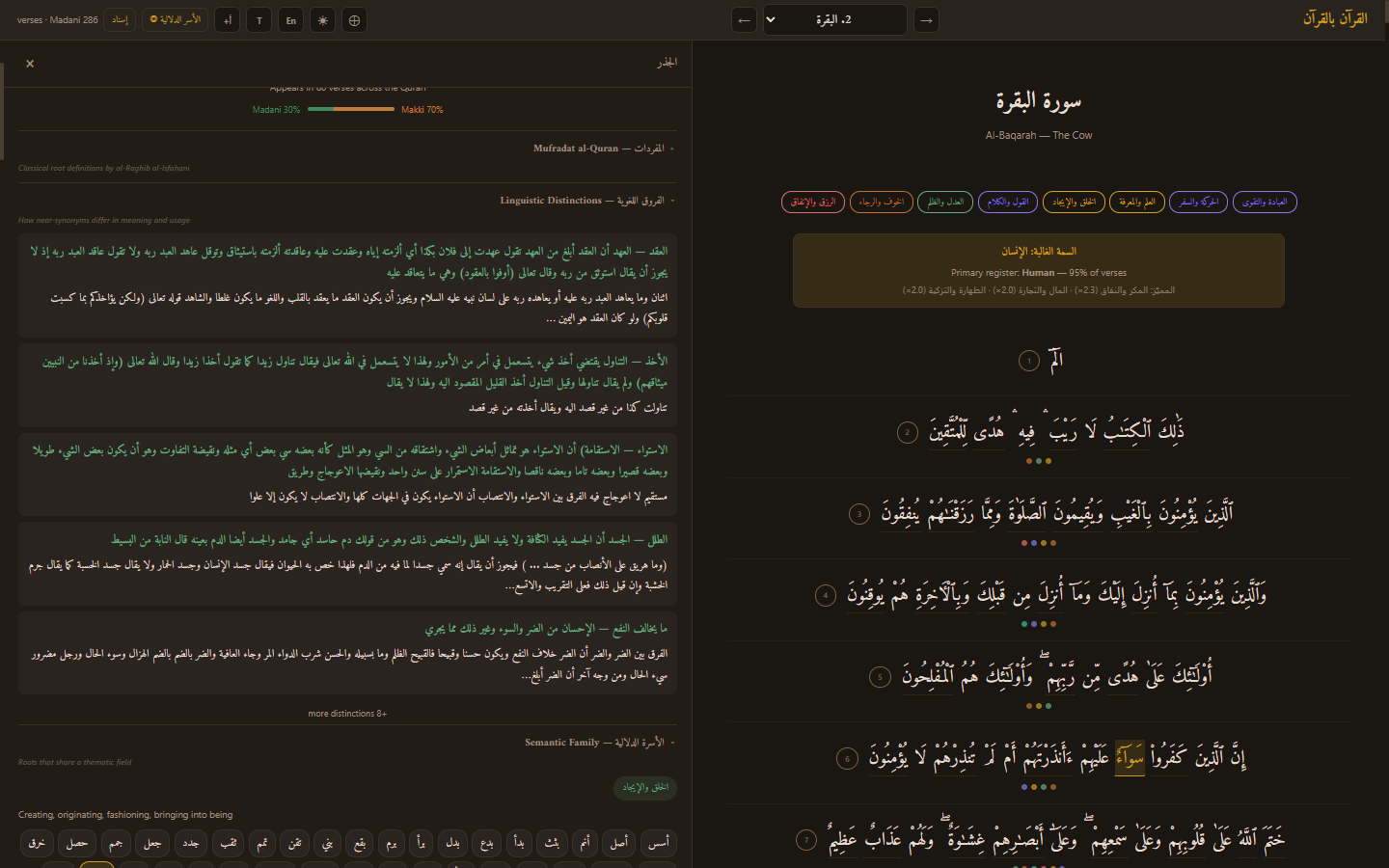 Mufradat classical definitions panel
